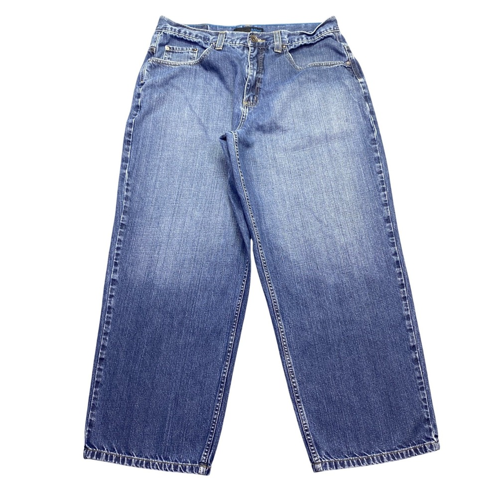 Anchor Blue Baggy Jeans Mens Sz 36 Blue Denim Skater Y2K Wide Leg Grunge Retro